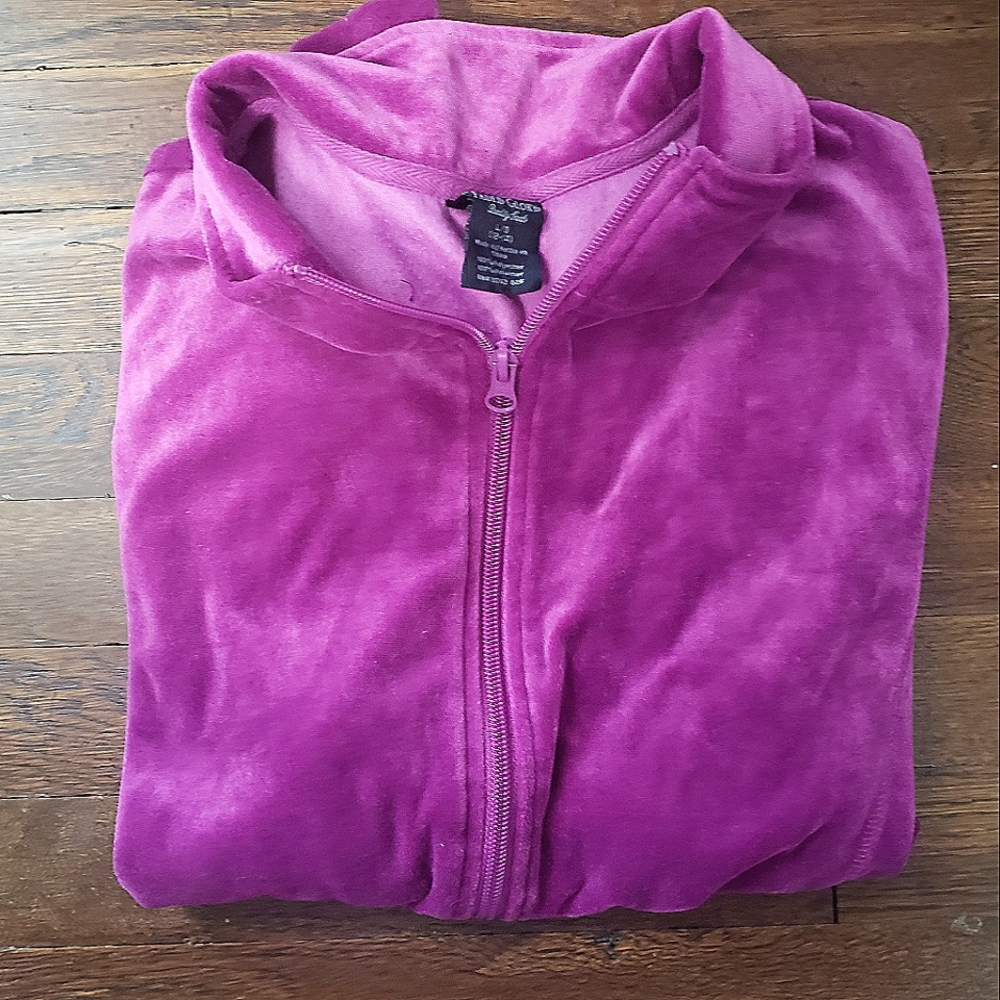Faded Glory full zip sweater fuchsia size L 12/14